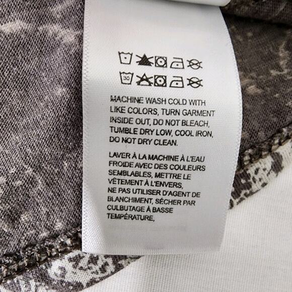 Lucky Brand Tunic Top Plus Size 1X Gray Paisley Border Cotton Modal 3/4 Sleeve - Picture 10 of 11